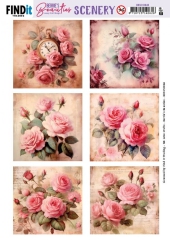 BBSC10048 Push-Out Scenery Berries Bauuties Pink Roses Square