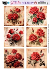 BBSC10050 Push-Out Scenery Berries Beauties  Red Roses Squares