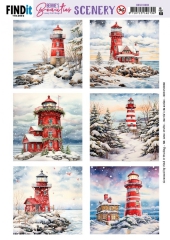 BBSC10060 Push Out Scenery Berries Beauties Snowy Lighthouse Square