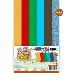 YC-4K-10031 Linen-Cardstock Papierpack Farm Friends 4K