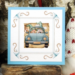 SB10921 YC Stanzbogen Great Gnomes Driving Gnomes