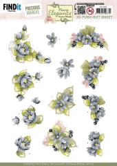 SB11003 PM Stanzbogen Navy Elegance Blaue Blumen