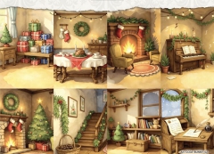 CCOA-BUNNY-02 Collagepapier 2 Bunnies gemtliches Zuhause