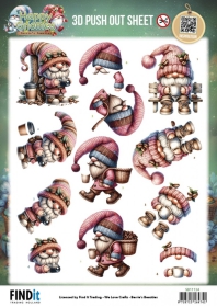 SB11134 BB Stanzbogen Happy Gnomes Kaffee und Fotografieren