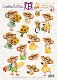 CCO-050 Stanzbogen Sweet Little Mice M�useurlaub Sonnenblumen