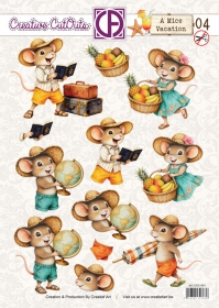 CCO-051 Stanzbogen Sweet Little Mice M�useurlaub Urlaubsreise