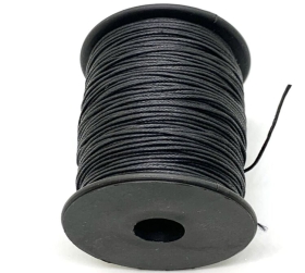 1223-8321 Gewachste Baumwollkordel, rund, 1 mm, schwarz, 80 m