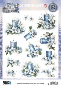 SB11155 Stanzbogen BB Blue Christmas Blaue Kerzen und wei�er Weihnachtsstern