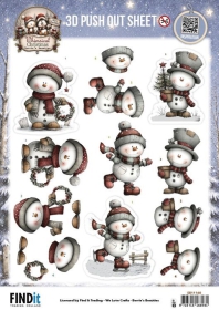 SB11160 BB Stanzbogen Verspielte Weihnachten Schneem�nner