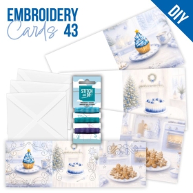 STDOPP043 Embroidery Cards 43 Blaue Weihnachtsleckereien