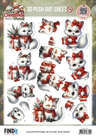 SB11170 BB Stanzbogen Furry Christmas Friends Wei�er Fuchs