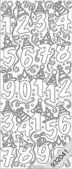 S1203G Stickerbogen Zahlen mit Hut gold