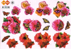 HJ0311 Blumen mit Schmetterling